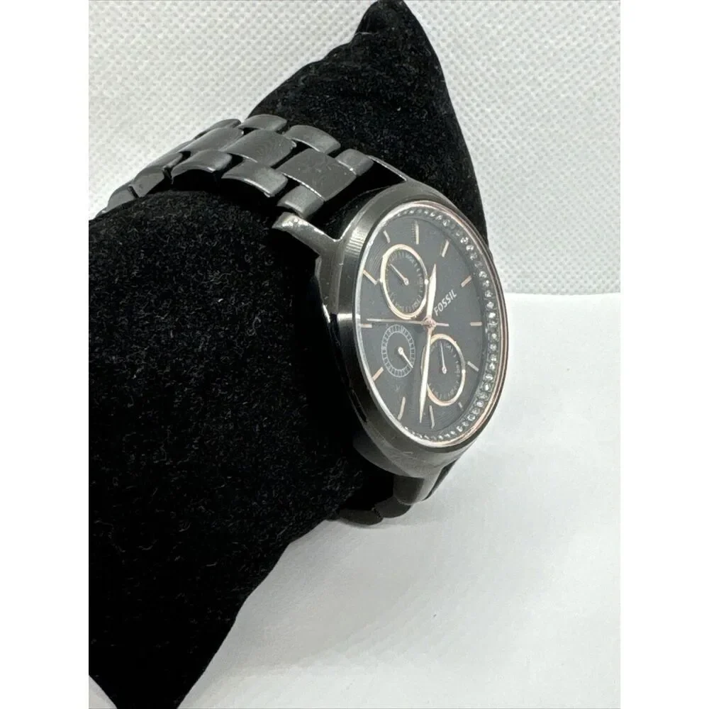 Fossil Chelsey ES3451 Women Black Stainless Steel Analog Dial Wrist Watch JNA334